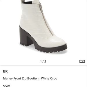 White Croc BP Marley Front Zip Chunky Heel Bootie